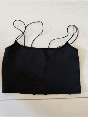 Gilly Hicks Black Ribbed Double-Strap Crop Camisole